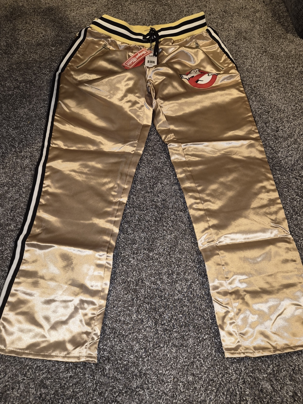 Gold Satin Ghostbusters Logo Track Pants - Men's Joggers